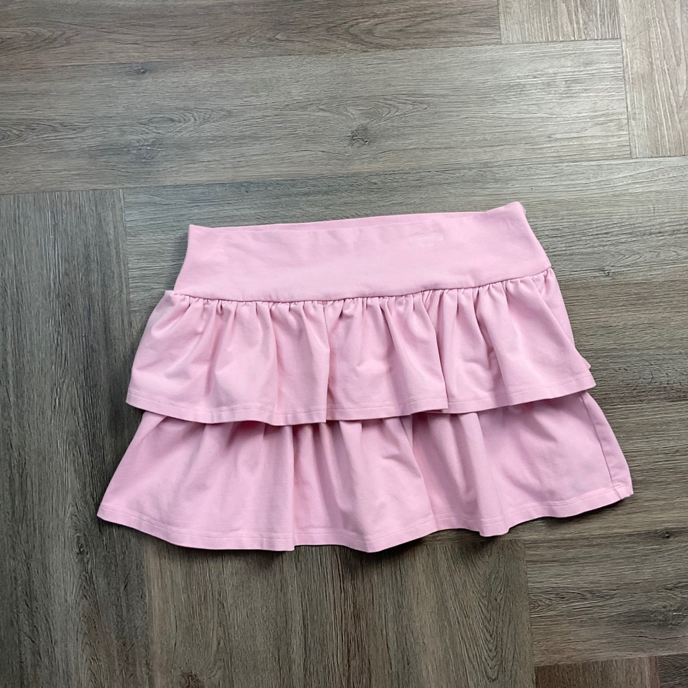 Sunday Best Aritzia Tiered Ruffle Mini Skirt Large Pink Coquette Ballet Barbie